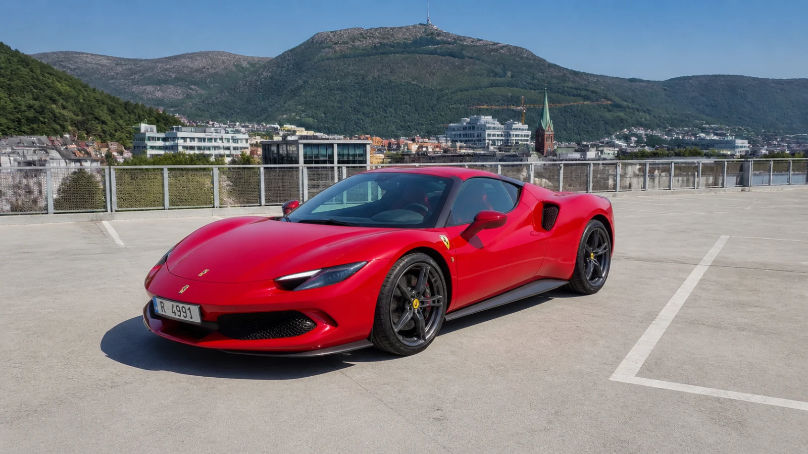 Ferrari 296 GTB sportscar rental deal Bergen Norway special offer